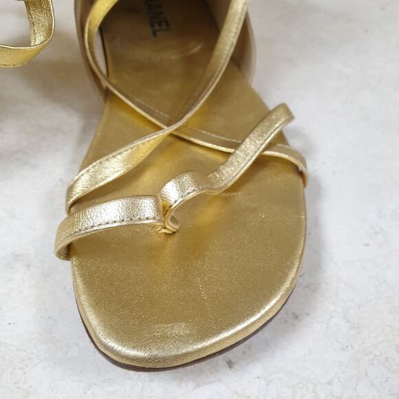 Chanel Gold Gladiator Sandals Sz.38 - Picture 16 of 16